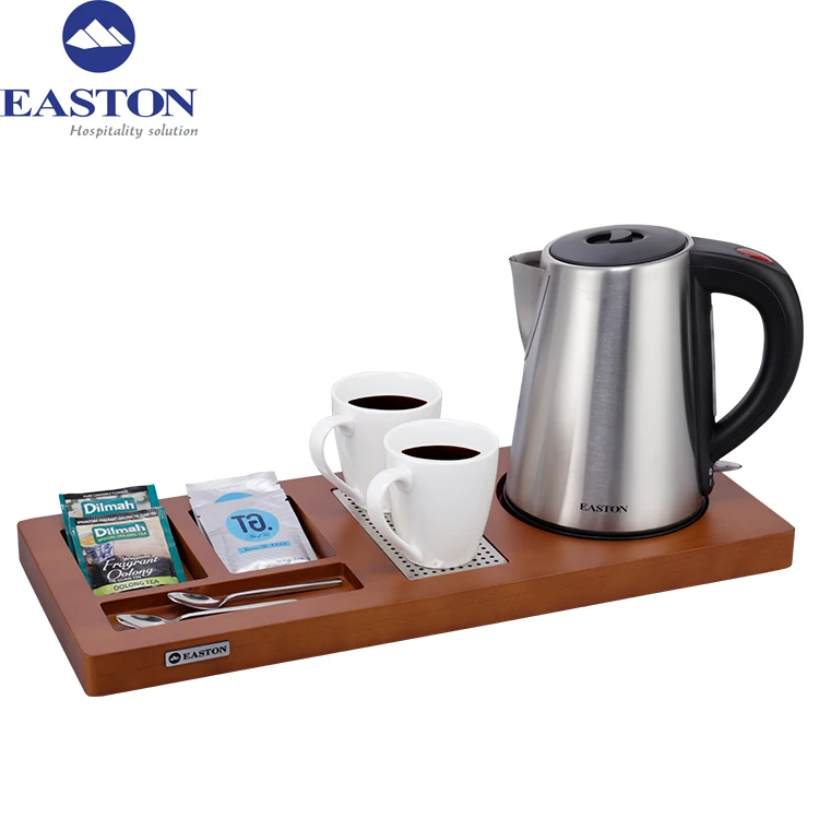 Easton High Quality Hotel Electric Tea Kettle Tray Set With 2 Mugs And