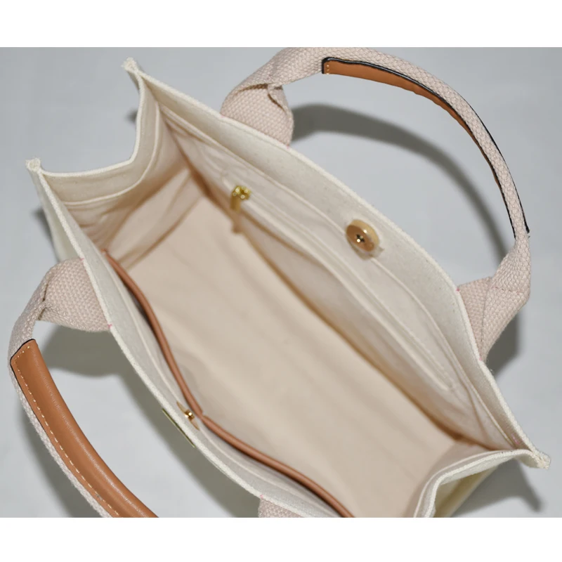 New Arrival Cotton Strap Women Canvas Leather Tote Bags Buy Leather