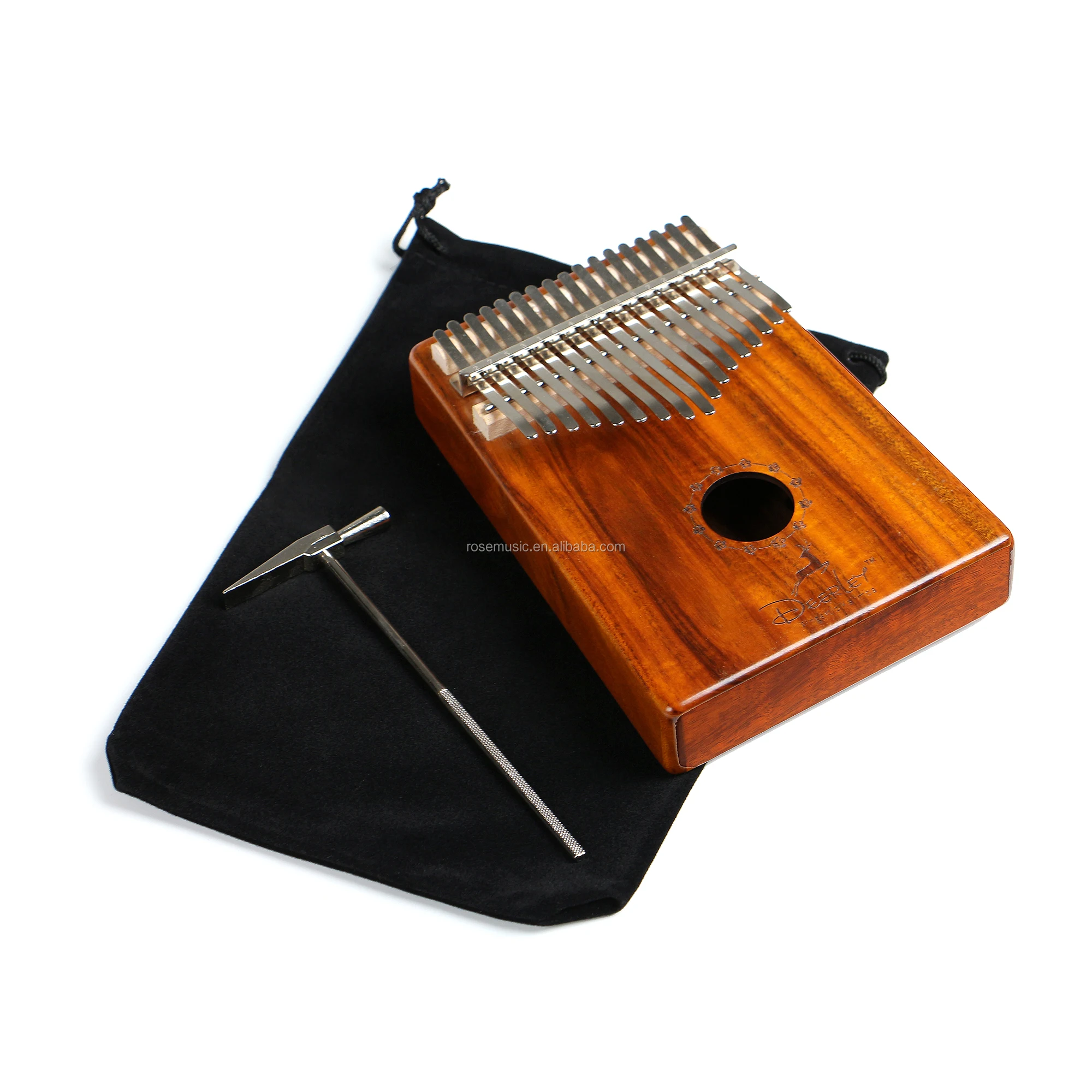 批发kalimba 17 键金合欢 (koa) 木制拇指钢琴与袋和中国制造的调音锤