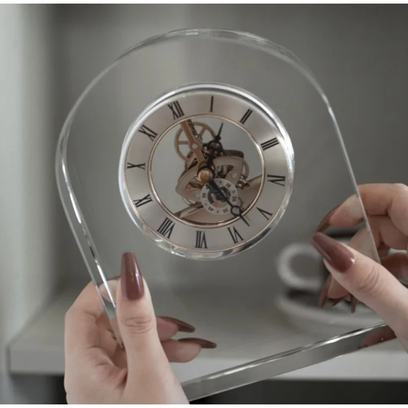 product jy crystal crafts customized model glass 3d building model clock for company anniversary gifts with gift box-3