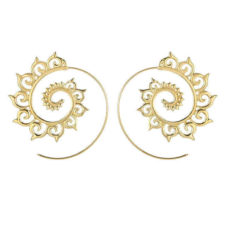 Jewelry women earring simple creative geometric circular rotating alloy earrings