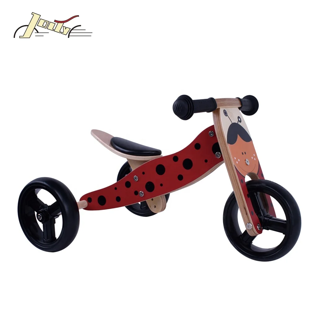 Wholesale Ladybird Kids 2in1 Wooden Balance 3 Wheels Baby Tricycle