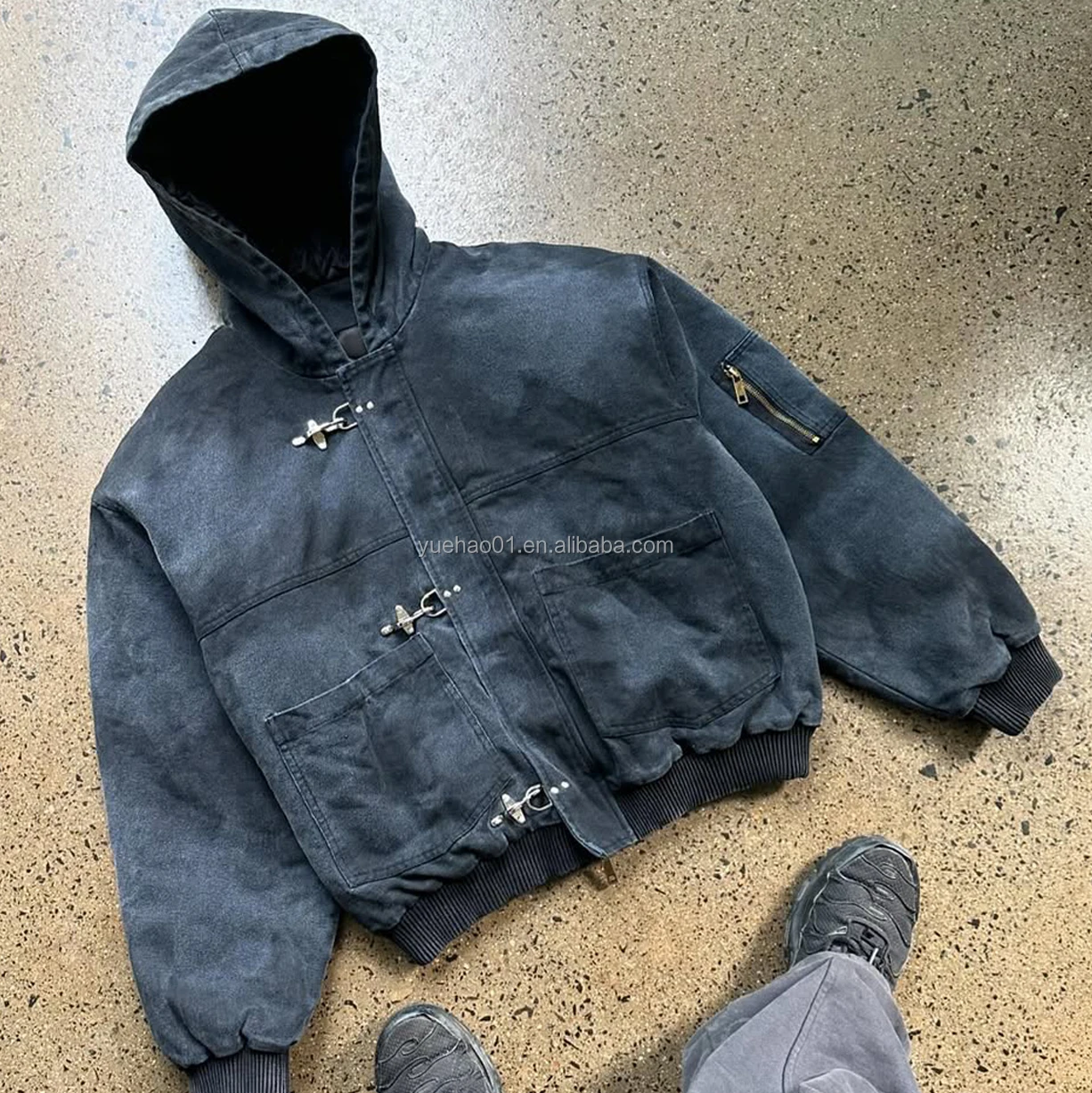 Custom Bomber Jacket for Men - Quilted, Padded, Hooded, Distressed