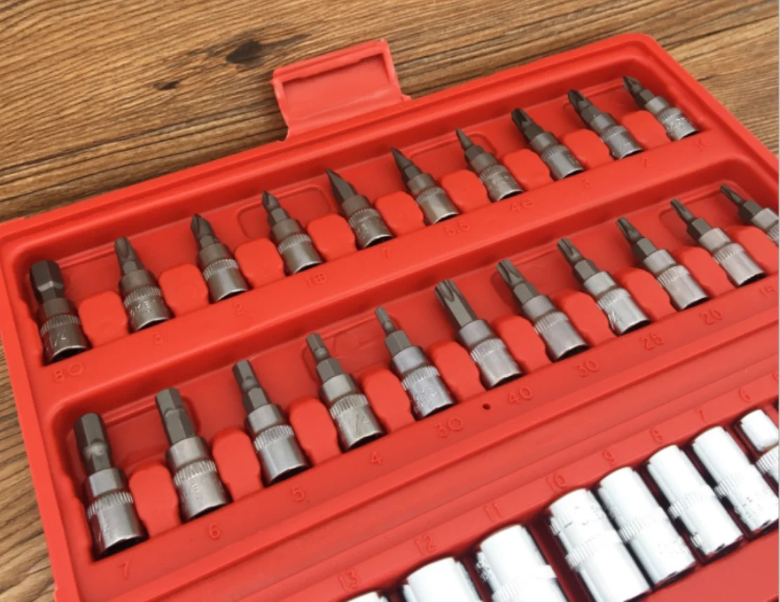 46pcs 1/4英寸汽车套筒组合扳手工具汽车修理工具