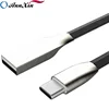 high speed fast charging flat aluminum zinc alloy USB C Type c charging and data cord cable for mobilephone