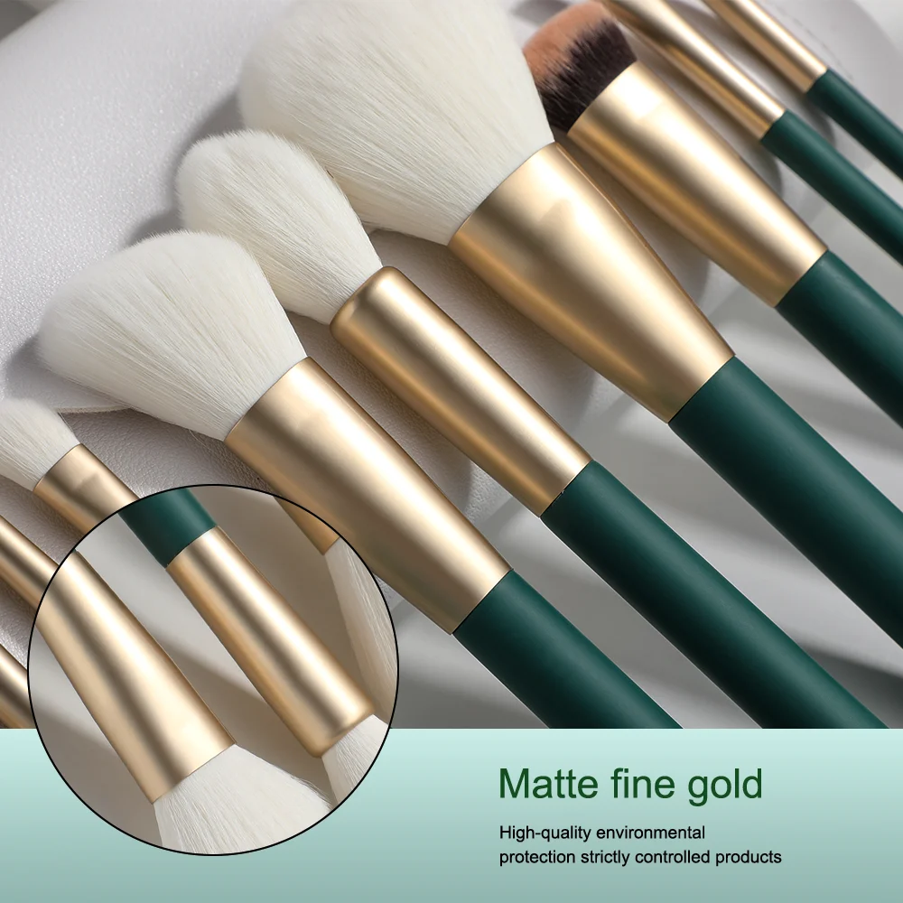 High Quality Eco Friendly Makeup Brush Set 13pcs Empty Makeup Brush Oem Custom Logo 13pcs Green