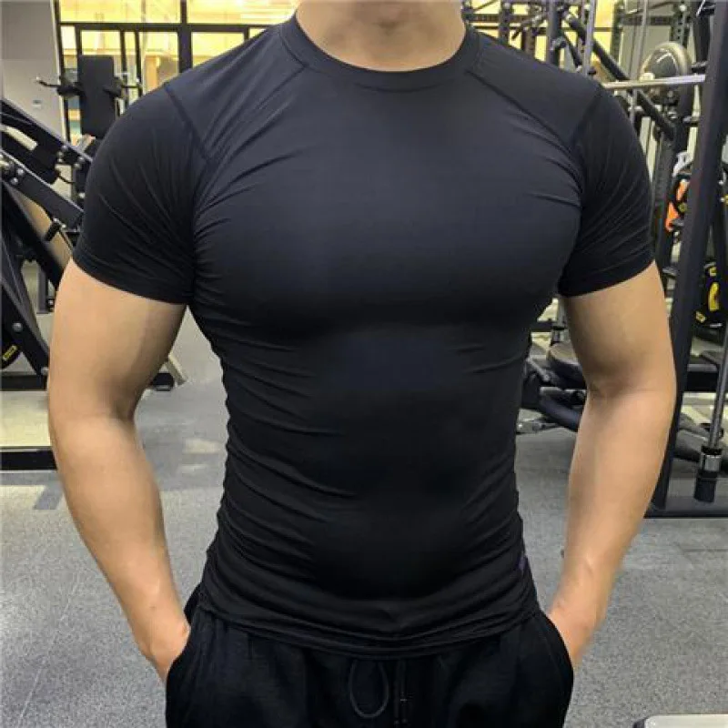 Wholesale Custom Logo Fit Gym Wear Men's t Shirts Elastic Quick-dry Sports  Elastic t Shirts