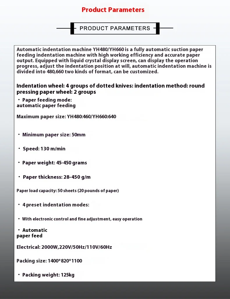 Multifunctional Fully Automatic YH480 Creasing Machine New Condition with Lower Suction Paper Feeding & Marking Gather Line