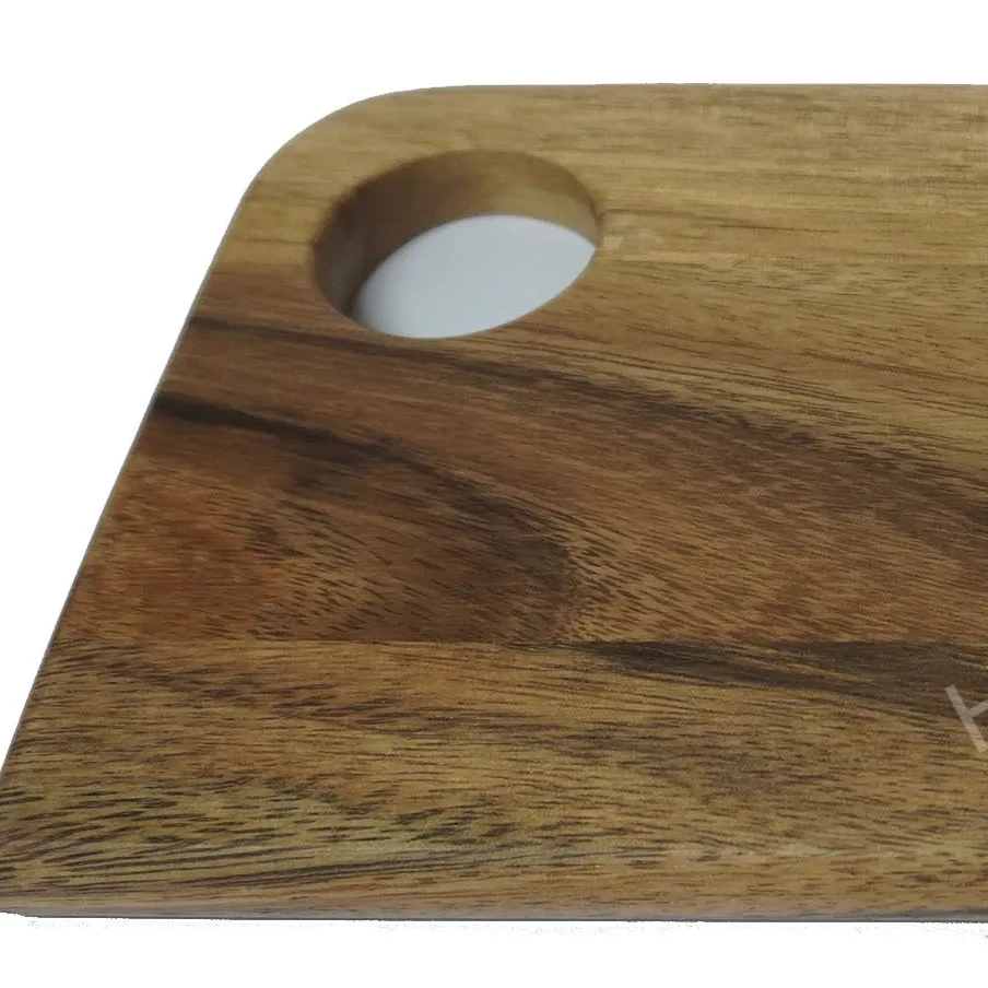 Wooden Houseware Ac Rect Cutting Board W/hole Handle Natural Lacquered