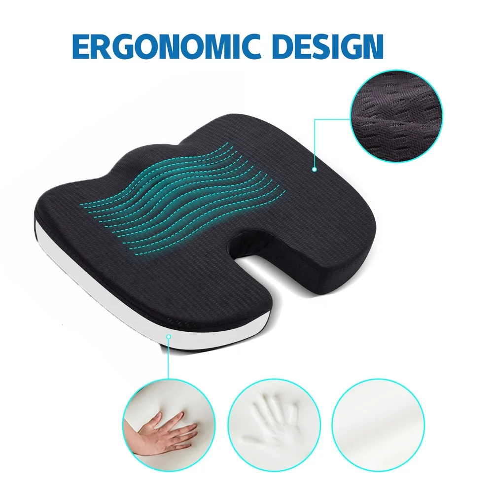 Orthopedic Memory Foam Seat Cushion For Pain Relief Long Sitting Memory
