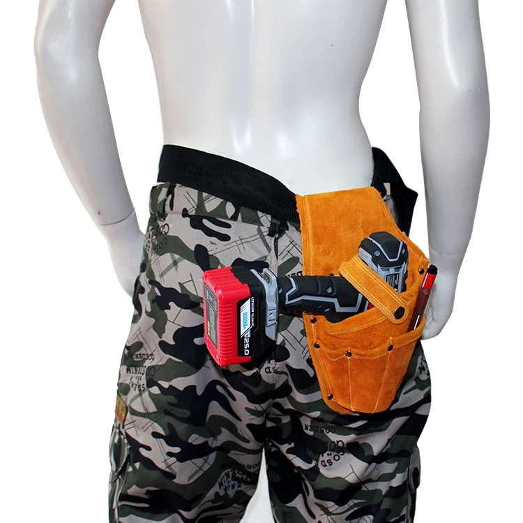 Suede Leather Tool Waist Belt Drill Holster Hammer Holder Wrench Tool