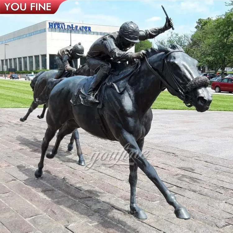 Outdoor Racecourse Decoration Famous Bronze Racing Horse Statue Horse