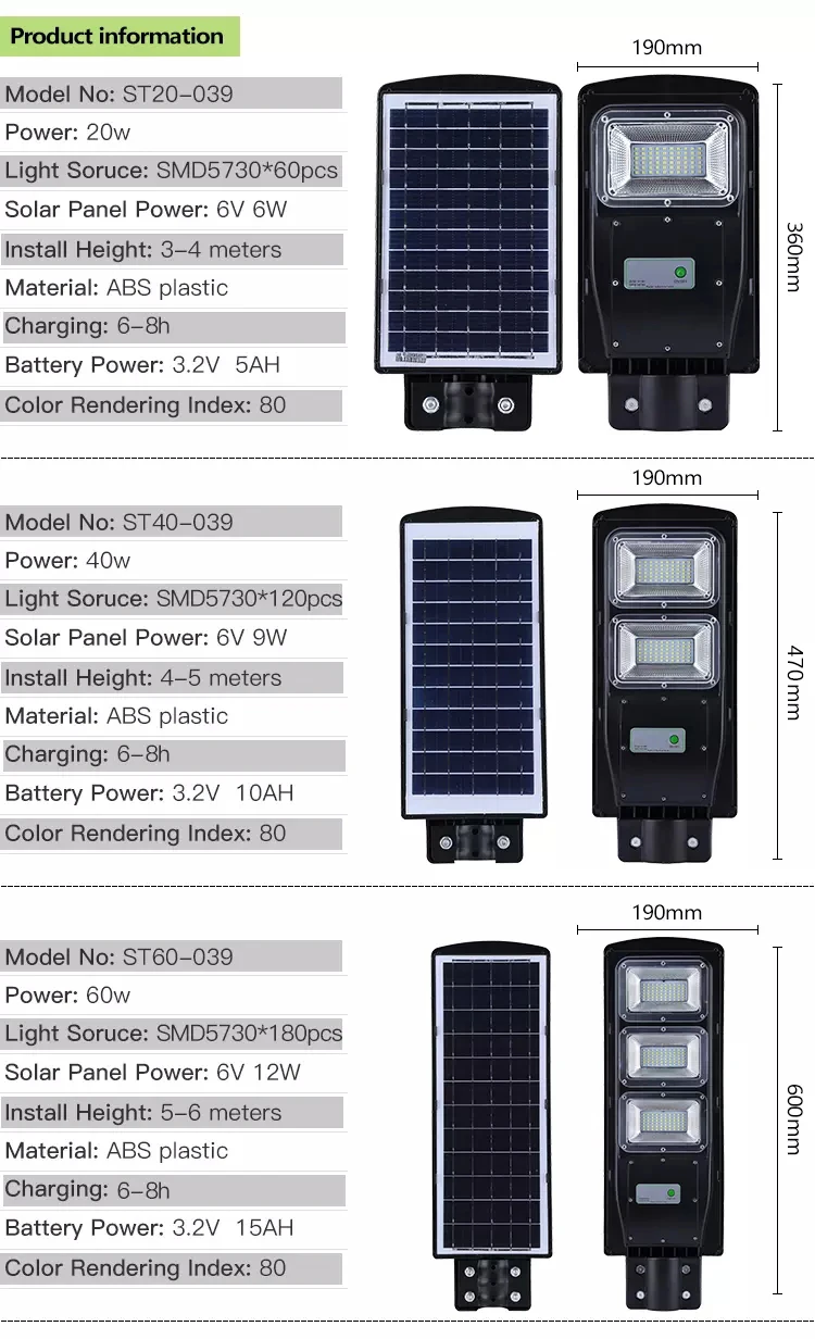 Energy saving 40w 60w 90w 120w 150w ip65 outdoor waterproof all in one led solar road lamp price