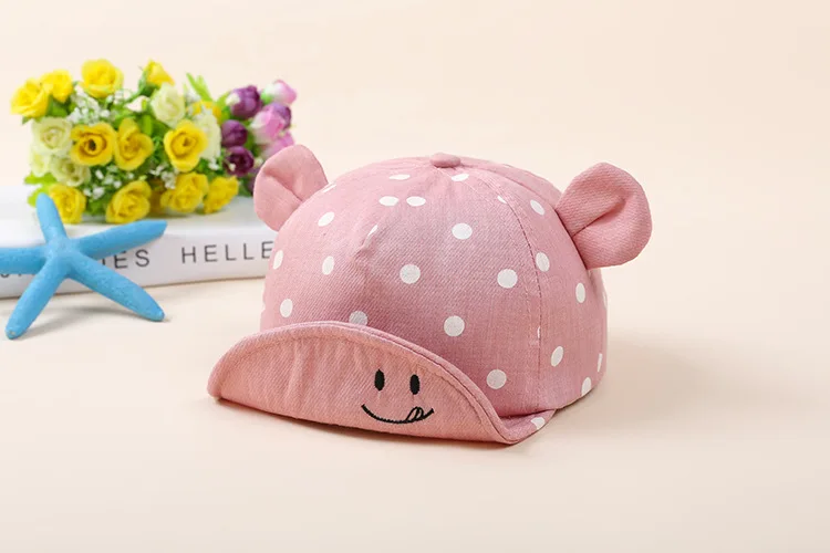Cute Baby Hats Baby Boys Girls Kids Polka Dot Hat Smiling Face Wave Point Baseball Cap Sunhat casquette enfant Baby Hat