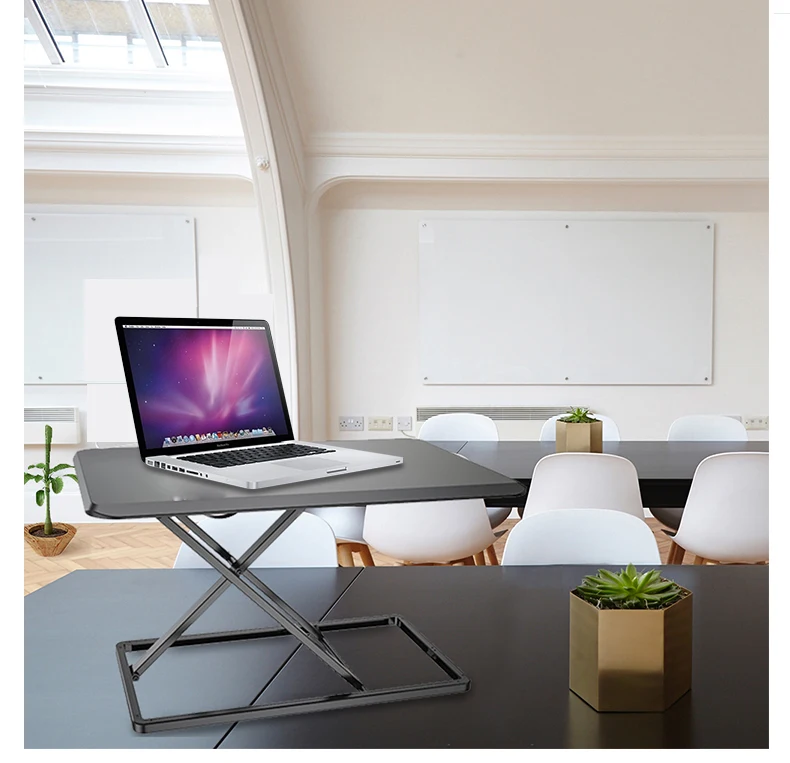 Office Height Adjustable Metal Material Folding Sit To Stand Compute