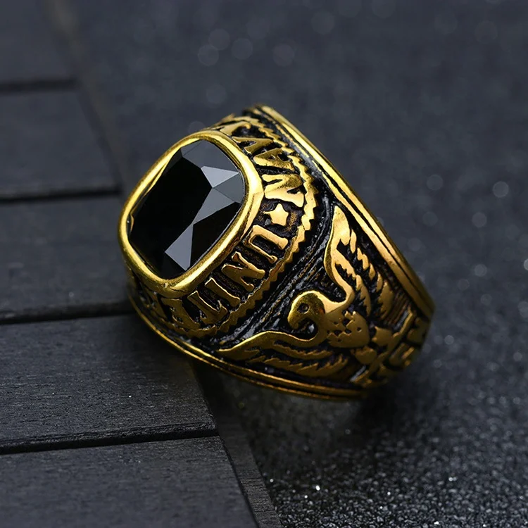 High quality gold plated signet custom silver ring