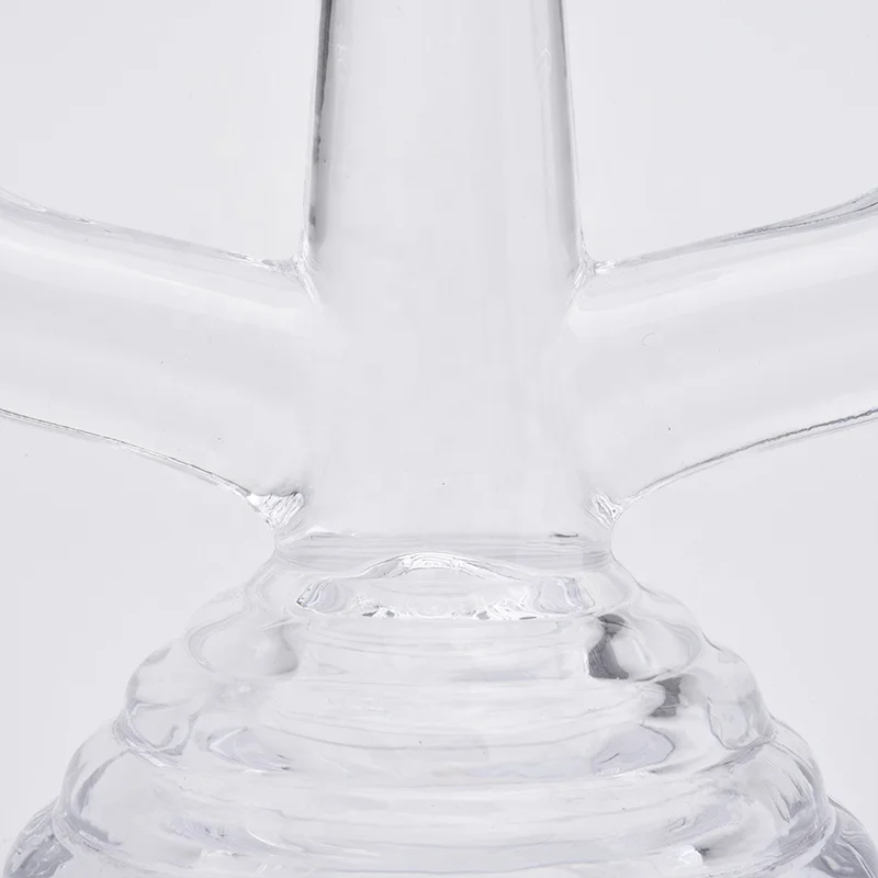 Clear high candlestick glass votive candelabra home decoration wholesale