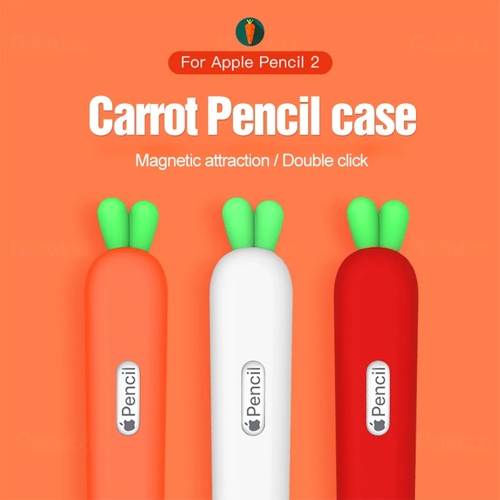 For Apple Pencil Cases,Cute Carrot Soft Silicone Protective Sleeve