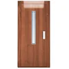 Laminated steel semi-automatic elevator door system walnut color