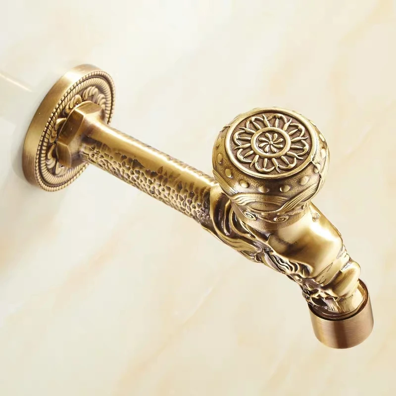 浴室墙壁抛光花园双龙头黄铜水龙头金属水龙头