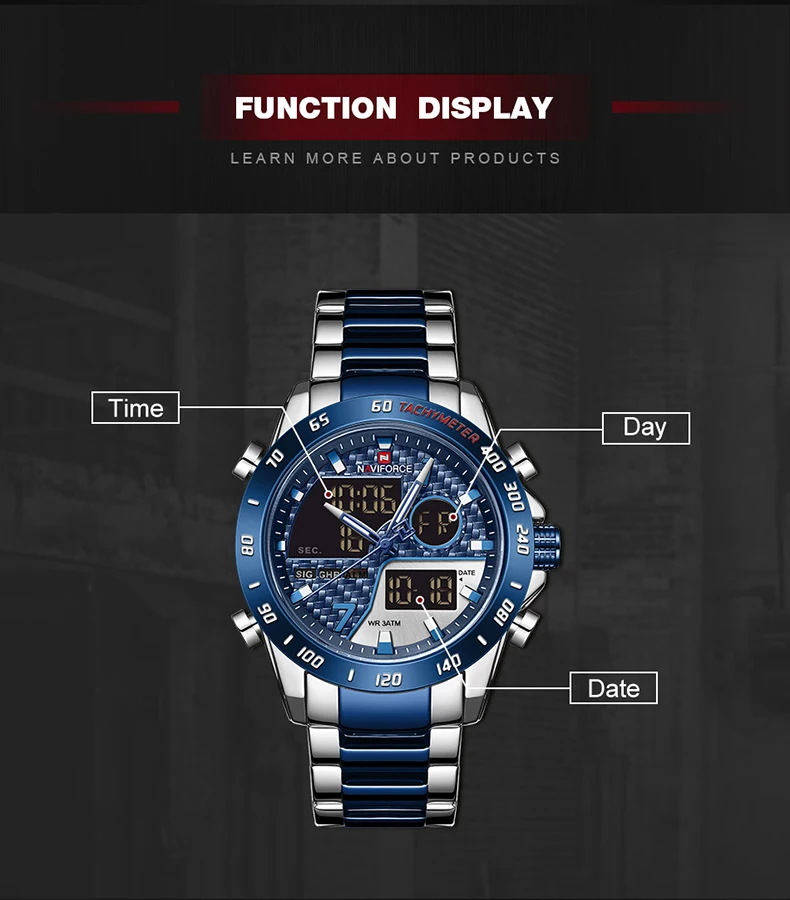 NAVIFORCE Men Digital Watch LED Sport  Mens Quartz Wristwatch Male Luminous Waterproof Clock Watches Relogio Masculino