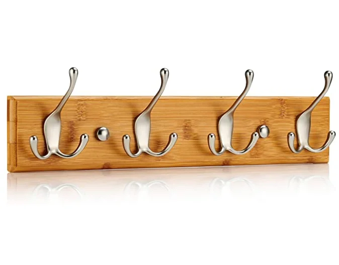 Wallmounted Coat Rack 4 Mattnickel Triple Coat Hooks For Wall On