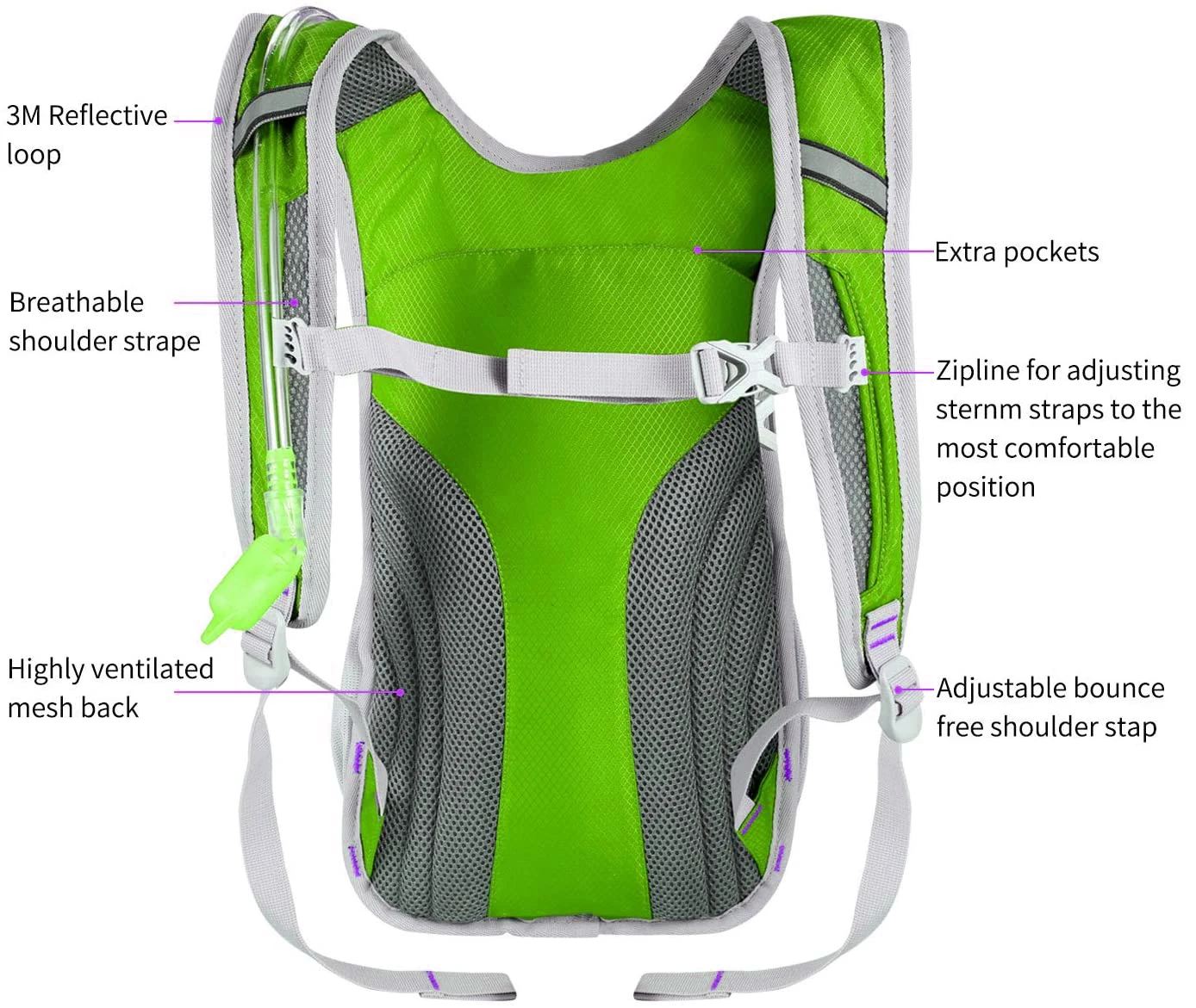 Hydration Backpack With 2l Hydration Bladder Lightweight Insulation