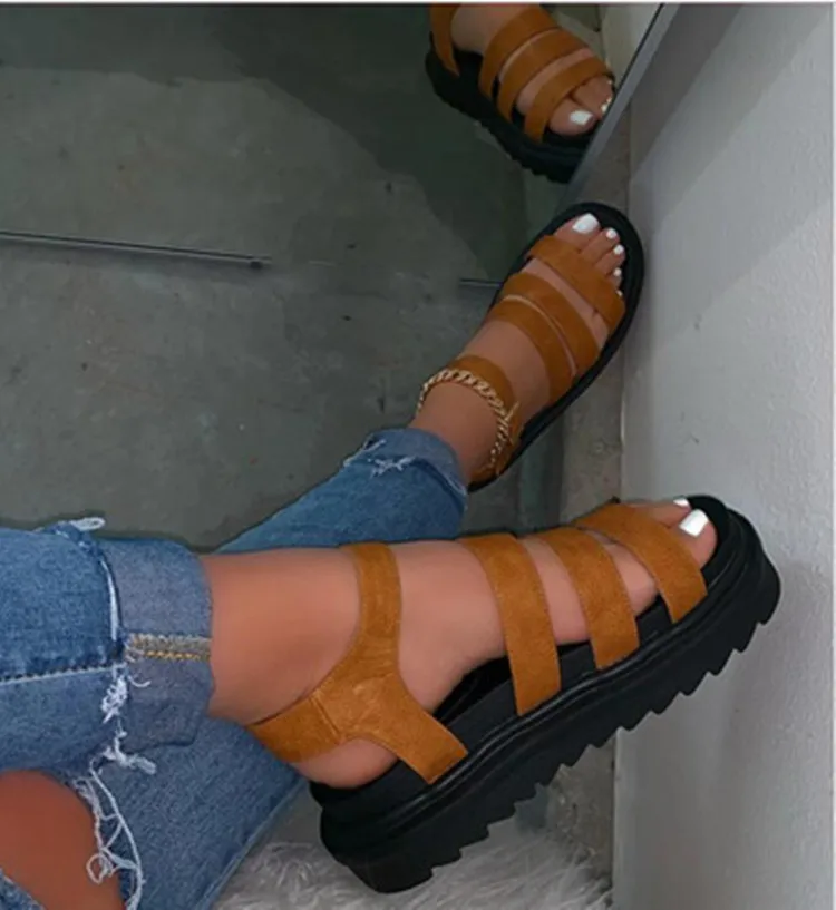 women athletic pu spring magic tape sandals