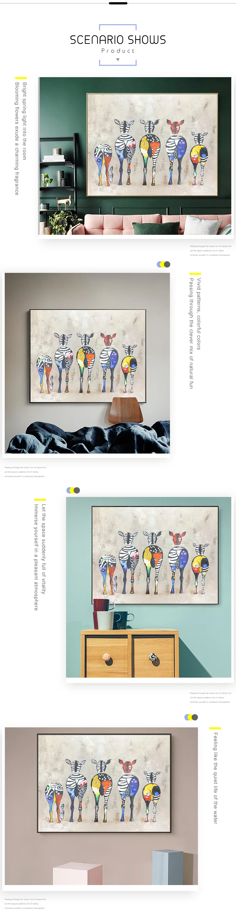 Modern 100% Hand Painted Beautiful Animal Horse Decoration Oil Painting With Frame for Living Room on Sale