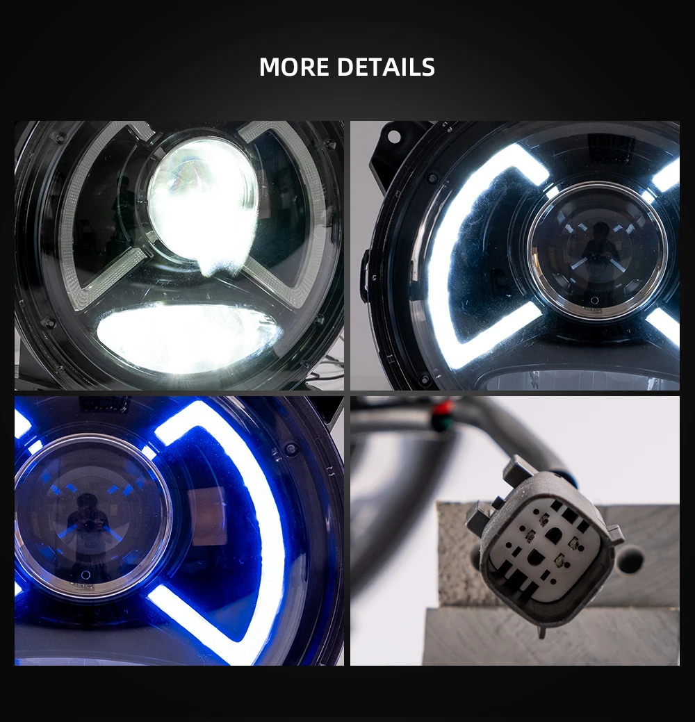 Vland Factory Car Accessories Head Lamp For Wrangler 2018-UP LED Head Light With Full LED And Welcome Light With Blue
