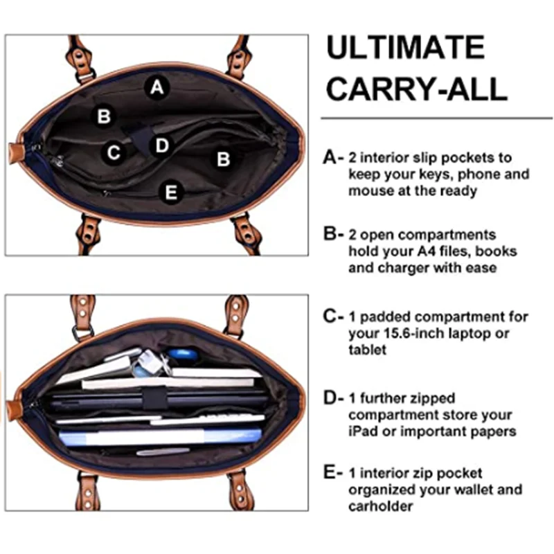 Laptop Bag for Women Lightweight Nylon Work Tote Bags Business School Computer Shoulder Bag Large Capacity Briefcase