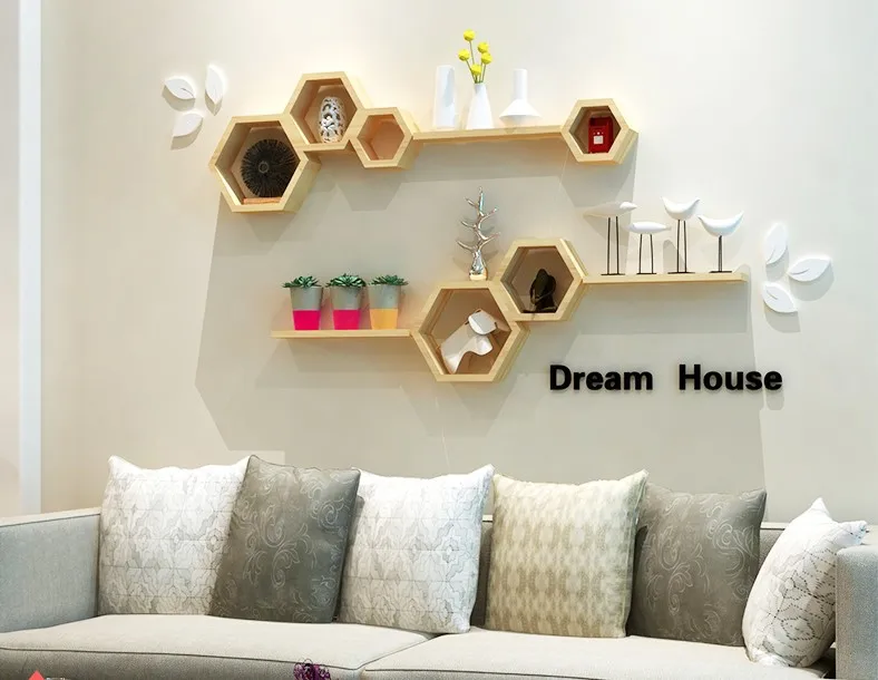 Nordic modern furniture Fixed Wall Floating Wall Mount Commercial Floating Commodity Wooden Wall Shelf