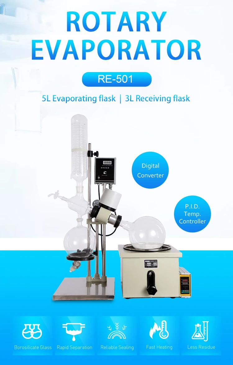 Hot Sale Rotary Evaporator 5l Vacuum Distillation Equipment Rotovap RE-501