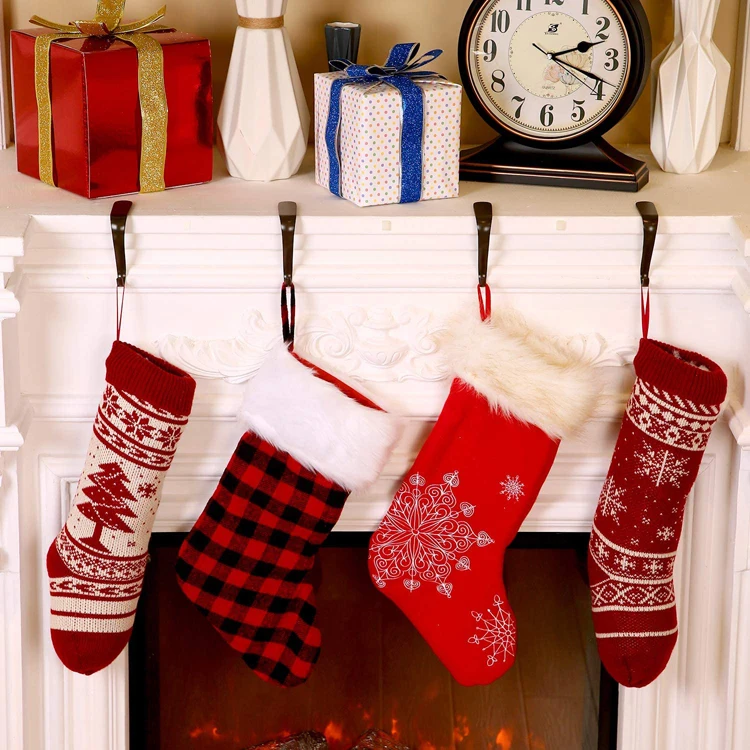 Christmas Stocking Holders Hooks Fireplace Mantel Hangers Metal Hanging Hanger Clips for Christmas Party Decoration Supplies