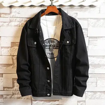 black ripped jeans jacket mens