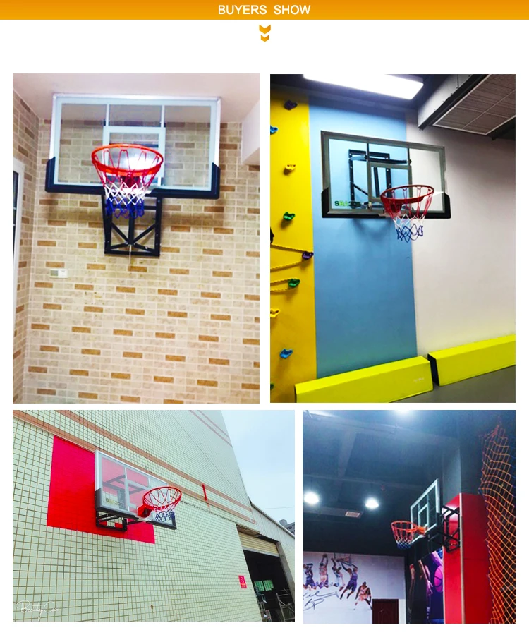 Outdoor Wall Mounted Basketball Board Hoop With Height Adjustable Crank