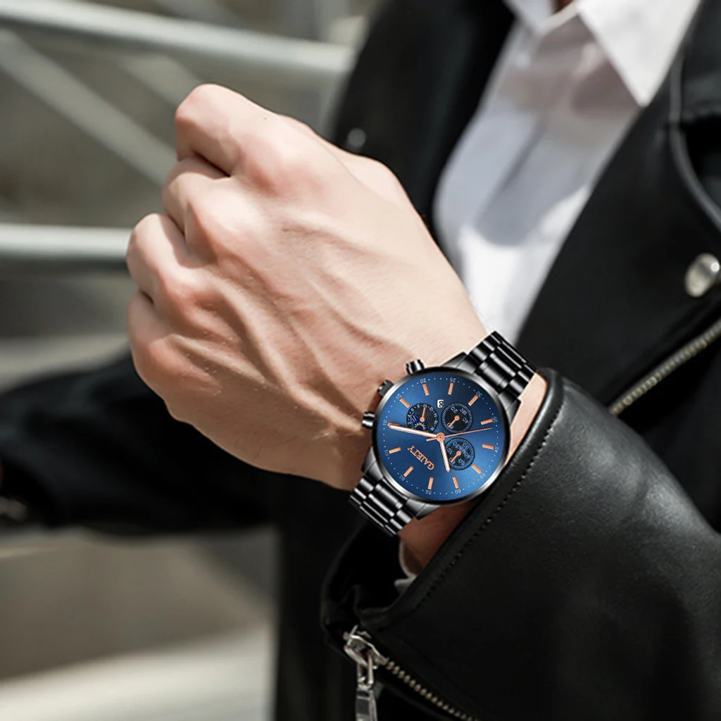 设计品牌豪华男士手表自动黑色手表男士不锈钢防水商务运动机械腕表