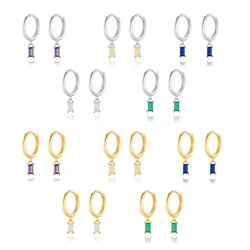 Ladies Trendy Fashion 925 Sterling Silver CZ Zircon Geometrical Rectangular Drop Jewelry Earrings Women Hoop Earring For Women