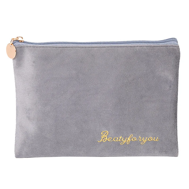 velvet embroidered makeup bag