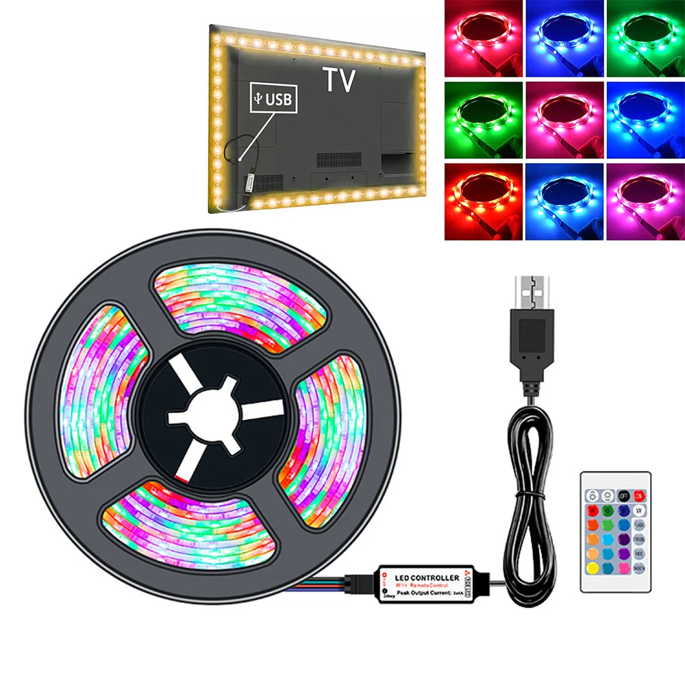 Usb Color Changing 24 Key Rf Rgb Smd 5050 Led Strip Light Tv Backlight For Mood Light