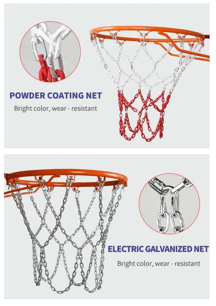 basketball chain net all black Powder coated steel Clear coat over powder coat' 