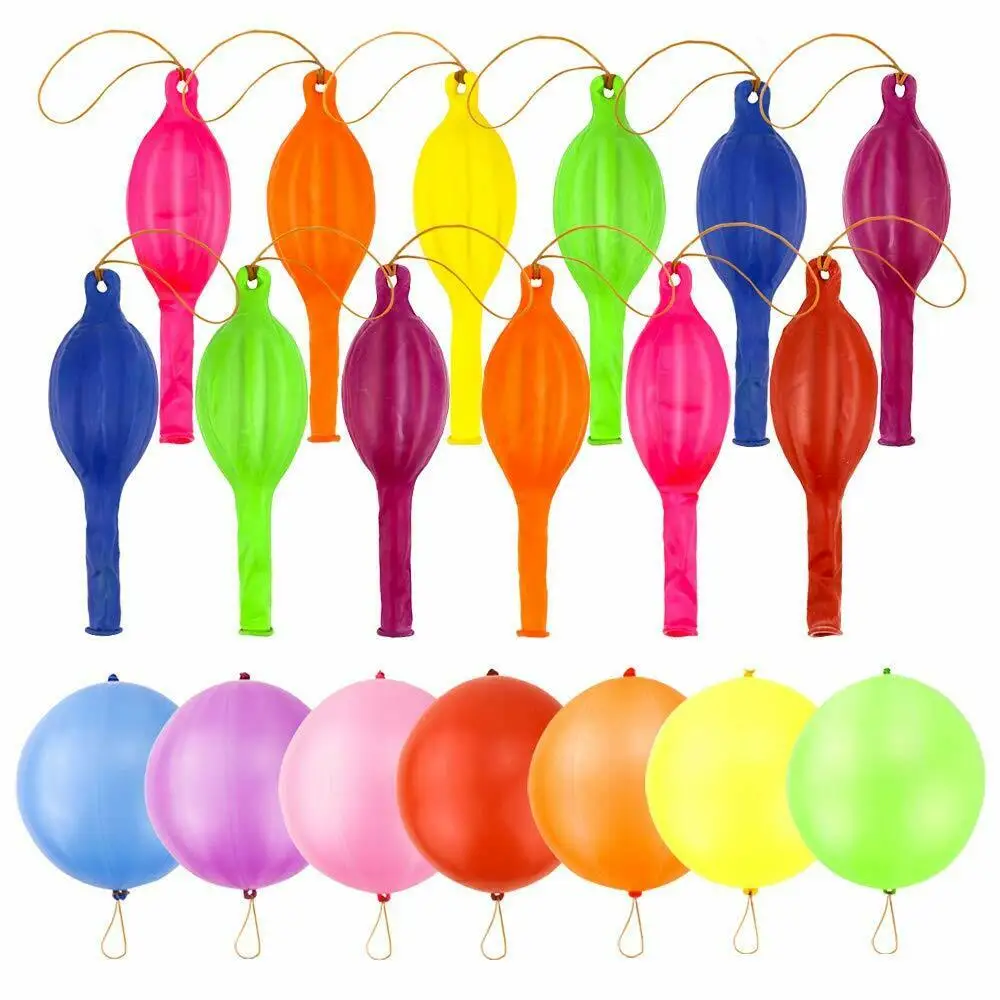 24 Everyday Party Favors Toy Prizes Rubber Neon PUNCH BALL Balloons 10" 