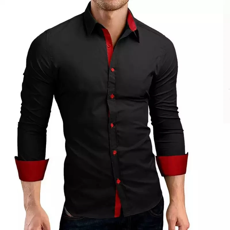 Men Shirt Brand Male High Quality Long Sleeve Shirts Casual High Collar