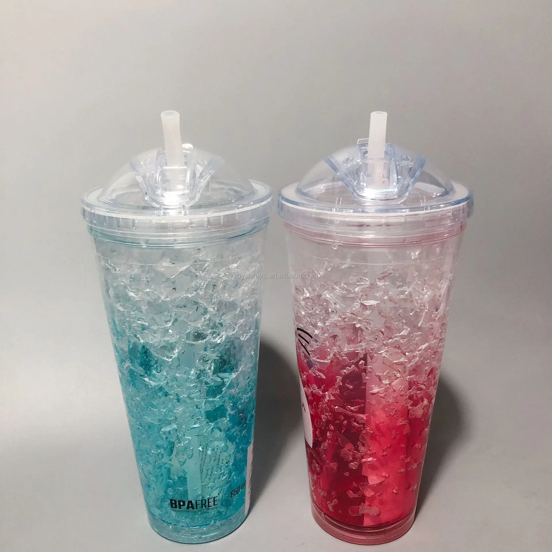 Double Wall Gel Frosty Freezer Bottle Ice Cold Tumbler Cup With Lid And