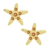 Cute Yellow Gold Plated Cubic Zircon Starfish ear rings for women