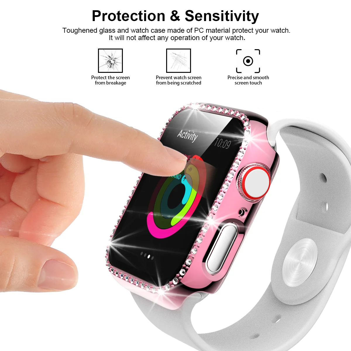 For Apple Watch Screen Protector Case 38mm 40mm Shining Diamond For Iwatch Series Case For Apple Watch Protective Case Buy Smart Watch Screen Protector Case Protector For Apple Watch Case Apple Watch Band