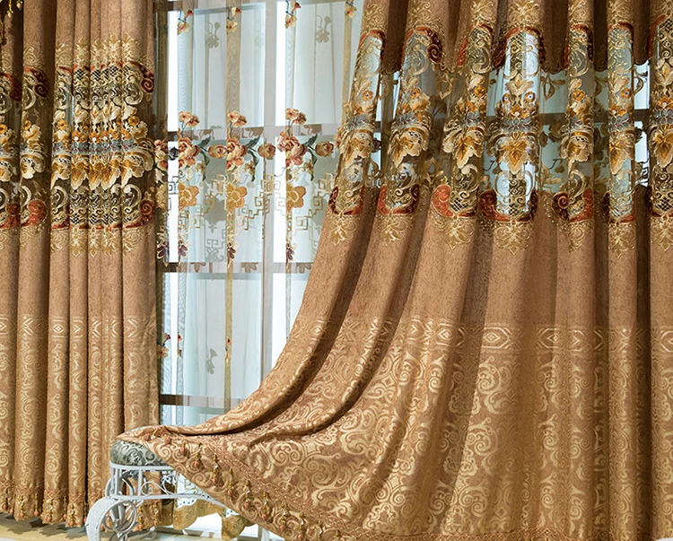 Luxury Embroidery Curtain And Drapes,2019 Home Textile American Window ...