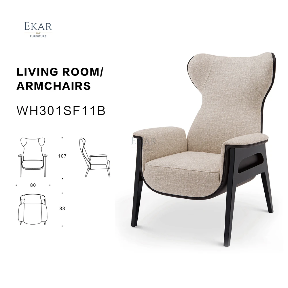 product ekar furniture popular selling modern design chair fabric back home leisure chair-63