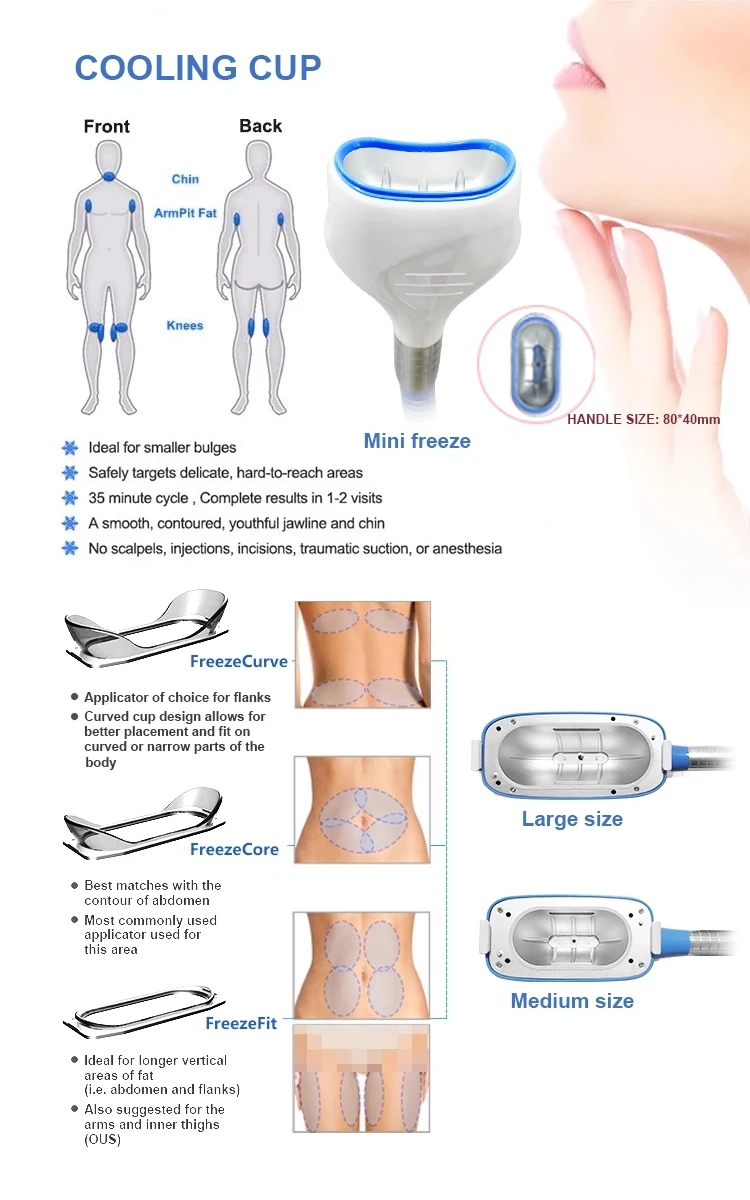 Vertical cryo 360 Degree lipolaser Cool Machine Cryotherapy Lipo cryo 5 handles with chin Fat reduce Freezing sculpting