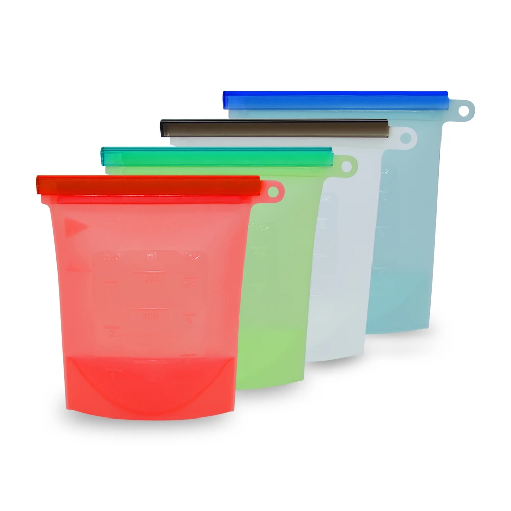 Small Size 500ml Silicone Ziplock Food Storage Bag Ecofriendly Reusable ...